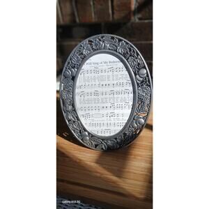 Vintage 1990s Pewter 5x7 Photo frame with fruit and ivy